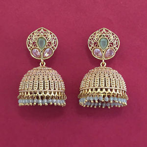 Magnifiques boucles d'oreilles Jhumki de créateur, plaquées or, 233089 - Product Image 5