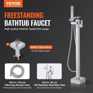 Rubinetto per vasca da bagno a pavimento, miscelatore doccia con rubinetto girevole a 360 gradi, rubinetti per vasca e doccia - Product Image 2