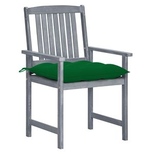 Juego de 2 sillas de patio duraderas de madera maciza de acacia, muebles de jardín estándar de color gris - Product Image 2
