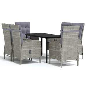 Ergonomic <b>Grey</b> Pe Rattan Garden Dining Set 4 Seater Outdoor Furniture Contemporary Design Steel <b>Frame</b> - Product Image 2