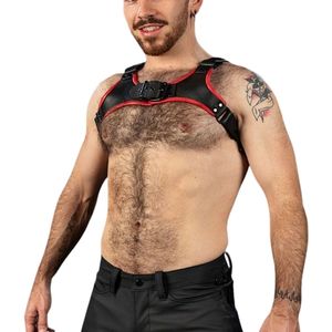 Arnés de Pecho de Cuero para Hombre Centurion 2.0, Rojo, Correas Ajustables, Arnés Corporal de Cuero Premium para Club - Product Image 3
