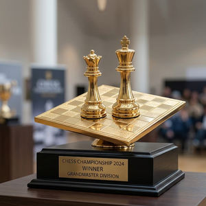 Event Award Souvenir Competition <b>Cup</b> Medal Zinc Gold-Plated UV Printing Custom Chess <b>Trophy</b> Small Soft Enamel - Product Image 1