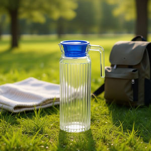 Jarra de Vidrio Transparente Premium de 1L, Diseño Moderno y Elegante, Botella de Agua para Hidratación en Movimiento, Ideal para Viajes - Product Image 3