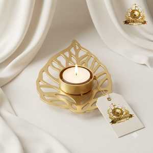 Silver Engraved Floral Tealight <b>Candle</b> Holder Decorative Metal Flower <b>Candle</b> Stand <b>Plate</b> Table Centerpiece - Product Image 4