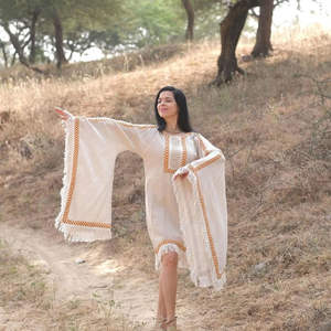 เดรสยาววินเทจขายดีปี 2026 ผ้าฝ้ายผสมไหมชานเดรี 100% ปักลายเรียบๆ สไตล์ลำลอง ราคาโรงงาน - Product Image 2