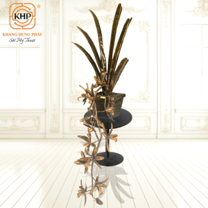 Khang Hung Phat Gold Plated Painted Iron Luxury Bonsai Tree Sculpture <b>Casting</b> Art Home Decoration - Product Image 1