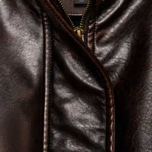 Autumn/Winter New Style Elegant Drop-Shoulder Fashionable Stand Collar Long-Sleeve <b>Zip</b>-<b>Up</b> <b>Jacket</b> Lapel Zipper Placket PU <b>Jacket</b> - Product Image 6