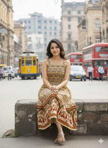 100 % Cotton <b>Boho</b> Smocked Midi <b>Dress</b> | Ethnic Tribal Print Sundress | Hippie <b>Summer</b> <b>Dress</b> | Festival Bohemian <b>Dress</b> for Women - Product Image 2