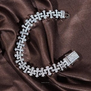 Bracelet Tennis Unisexe en Argent 925 Plaqué Rhodium avec Croix et Moissanite, Chaîne à Maillons, Bijou Hip Hop pour Fête - Product Image 3