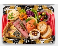 Boîte à sushi rectangulaire en plastique, barquette alimentaire jetable avec couvercle transparent pour boîte à bento, supermarché