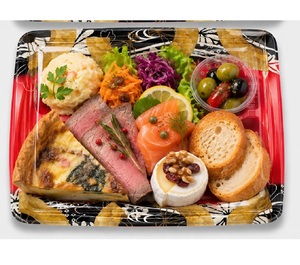 Boîte à sushi rectangulaire en plastique, barquette alimentaire jetable avec couvercle transparent pour boîte à bento, supermarché - Product Image 2