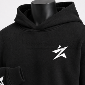 Sudadera con Capucha Negra Personalizada, Oversize, de Algodón y Felpa, Estilo Urbano, con Estampado Gráfico, OEM ODM - Product Image 6