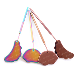 Miroir de maquillage en acier inoxydable avec poignée Extension de cils grossissants Vérificateur faux cils Outils de greffage Type pointe pointue - Product Image 5