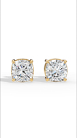 Boucles d'oreilles solitaires en diamant de laboratoire taille coussin radiant de qualité supérieure |   Bijoux de mariée en or 10 carats certifiés IGI pour femmes, à porter au quotidien