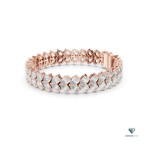 17.58 CT Pear Cut Lab Grown Diamond Bracelet in 18K <b>Solid</b> <b>Gold</b>, Symmetrical Leaf Pattern Collet Set Fine Jewelry for Women - Product Image 4
