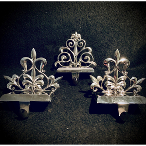 Floral Design Metal <b>Stocking</b> <b>Holder</b> Silver Color Shiny Polished Handcrafted Tabletop Christmas Ornaments Hook Home Decor Supply - Product Image 4