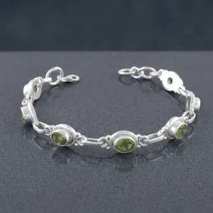 Pulsera Elegante Hecha a Mano con Peridoto Genuino Brillante y Plata de Ley 925 para Mujer, Regalo de Joyería - Product Image 5