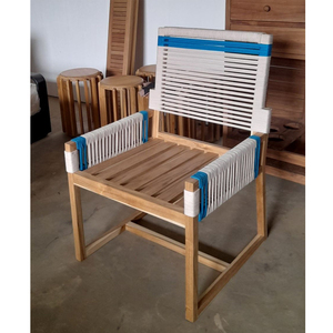 Silla de comedor de madera de teca maciza y tejido de cuerda sin cojín de KAG Furniture - Product Image 1