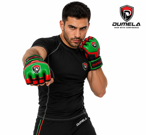 Dumela MMA Gloves Red Green Black Leather Breathable Durable Training Gear for Combat Sports All Seasons - Product Image 3