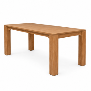 Mesa de Comedor Rectangular Moderna de Madera de Teca Sólida, Impermeable, con Alerón Abierto en las Esquinas |   Estilo belga contemporáneo para apartamentos y hoteles - Product Image 2