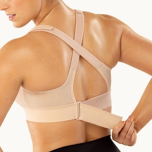 Sujetador deportivo beige para mujer con cremallera frontal y tirantes ajustables, diseño transpirable de alta sujeción - Product Image 6