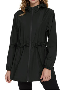 Chaqueta Impermeable Verde Casual con Capucha para Mujer, Abrigo con Cordón Ajustable en la Cintura, Ropa de Lluvia, Cortavientos de Moda para Exteriores, Nueva Prenda Superior Femenina - Product Image 4