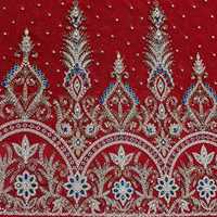 Tissu perlé antistatique de luxe de haute qualité, zircon fait main, 100% polyester, robe pour filles, meilleur prix, fournisseur indien d'exportation