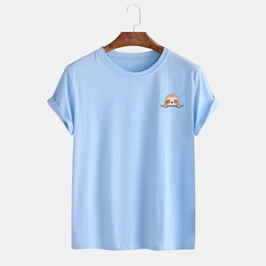T-shirt Homme Personnalisé 100% Coton Décontracté Uni Ajusté à Manches Courtes avec Broderie Personnalisée et Motif Graphique Bloc de Couleurs – T-shirts Vierge - Product Image 1