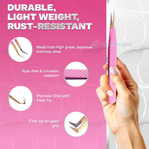 Pinzas para Pestañas de Acero Inoxidable OEM, Suministros para Salón de Belleza, Pinzas para Extensión de Pestañas de Calidad Premium para Uso Profesional - Product Image 4