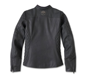 Women's Willie G Skull Graphic Leather Riding <b>Jacket</b> - Product Image 2