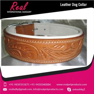 Collar de perro de cuero indio de lujo Suministros duraderos para mascotas El mejor descuento a granel - Product Image 2
