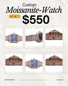 Reloj de Pulsera de Moda Personalizado con Moissanita, Apto para Probador de Diamantes, de Acero Inoxidable con Cristal de Zafiro, Cuarzo, Esfera Cuadrada y Números Romanos - Product Image 1