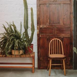 Chaise de salle à manger en teck massif avec assise en rotin naturel et assise confortable pour restaurant moderne, café et mobilier de salle à manger - Product Image 2