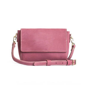 <b>Pink</b> Genuine Leather Plain Dyed 80g Crossbody Bag Women Shoulder <b>Purse</b> Flap Messenger Handbag for Daily Travel - Product Image 2