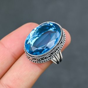 Magnifique Bague Tendance en Iolite Bleue, Argent Massif 925, Bijoux Faits Main, Vente en Gros, Prix d'Usine - Product Image 1