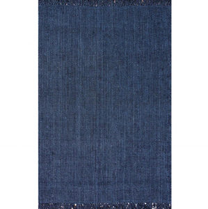 Premium azul marino hecho a mano granja yute alfombra colección de fibra natural con borlas alfombras y juegos - Product Image 2
