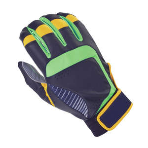 Top Quality Navy Green Yellow Padded Leather Baseball Batting Gloves <b>Hook</b> And Loop Closure With OEM Service - Product Image 6