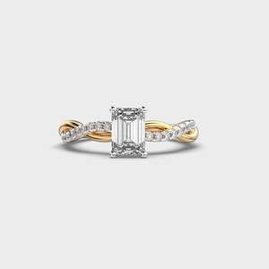 Anillo Solitario con Corte Esmeralda y Piedras Laterales, Diamante de Laboratorio IGI D-E-F VVS-VS, Oro Blanco, Oro Rosa, Plata, Inventario B2B - Product Image 6