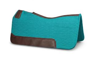 Tapis de selle tout usage en coton bleu sarcelle avec garniture en cuir marron et doublure en polaire pour l'équitation - Product Image 2