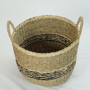 Panier rond rustique tressé en jonc de mer tendance, organisateur de maison durable pour le rangement du linge, couleur et taille personnalisables - Product Image 5