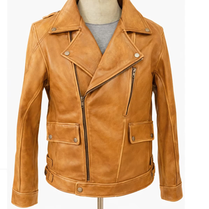 Most Popular Quality Cow Men Motorbike Leather Jackets Cognac Tan Color with Ce approved <b>protectors</b>. - Product Image 1