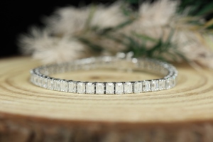 Huacan Unisex Luxury Emerald Cut Moissanite Tennis <b>Bracelet</b> 14k/18k Gold Plated for Certified Fine Jewelry - Product Image 2