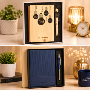 Custom Logo Cork PU Leather Notebook Pen <b>Set</b> <b>Sewing</b> Binding Elastic Closure Business Gift <b>Set</b> Office School - Product Image 2