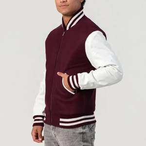 Veste universitaire en laine pour homme sur mesure, avec patch en chenille, manches en cuir, veste de baseball, veste de letterman, vente en gros OEM - Product Image 6