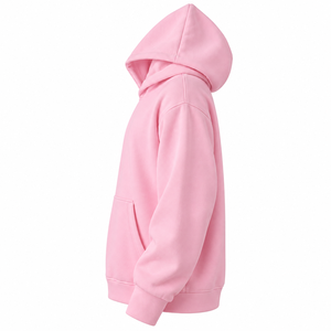 <b>Women's</b> <b>Pink</b> Solid Hooded Sweatshirt Long Sleeve Pullover <b>Hoodie</b> with Kangaroo Pocket Casual Autumn Top - Product Image 4