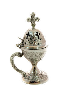 Quemador de incienso de latón con acabado plateado Cruz en la mesa superior Quemador de incienso de calidad al por mayor decorativo Quemador de fragancia religiosa - Product Image 5