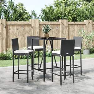 Conjunto de Bar de Jardín de Ratán PE Negro Resistente, Colección Elegante para Comer al Aire Libre - Product Image 1