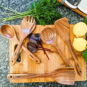 Wooden Spoon Teak Wooden Utensils Wooden Spoons for Cooking Kitchen Home at <b>cheap</b> price - Product Image 5