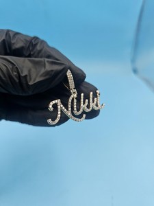 Pendentif personnalisé en lettres cursives Hip Hop, moissanite, argent 925, fait main, bijoux fins pour fêtes, pendentifs et breloques - Product Image 4