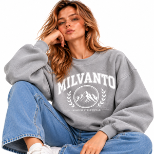 <b>Grey</b> New Arrival Custom Women's 450 GSM Heavyweight Cotton Fleece Graphic Pullover <b>Sweatshirt</b> Premium Oversized Drop Shoulder - Product Image 1